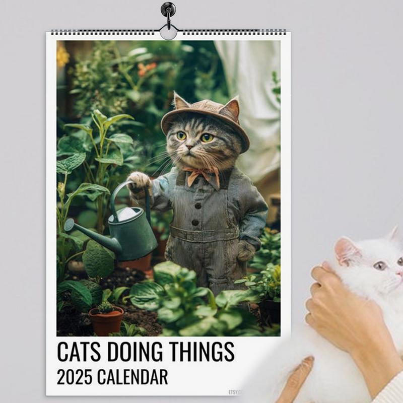 Cat Calendar Funny Cats Hangable Monthly Calendar 2025 Cat Wall Calendar 12 Months Family Planner Calendar Present for Cat love