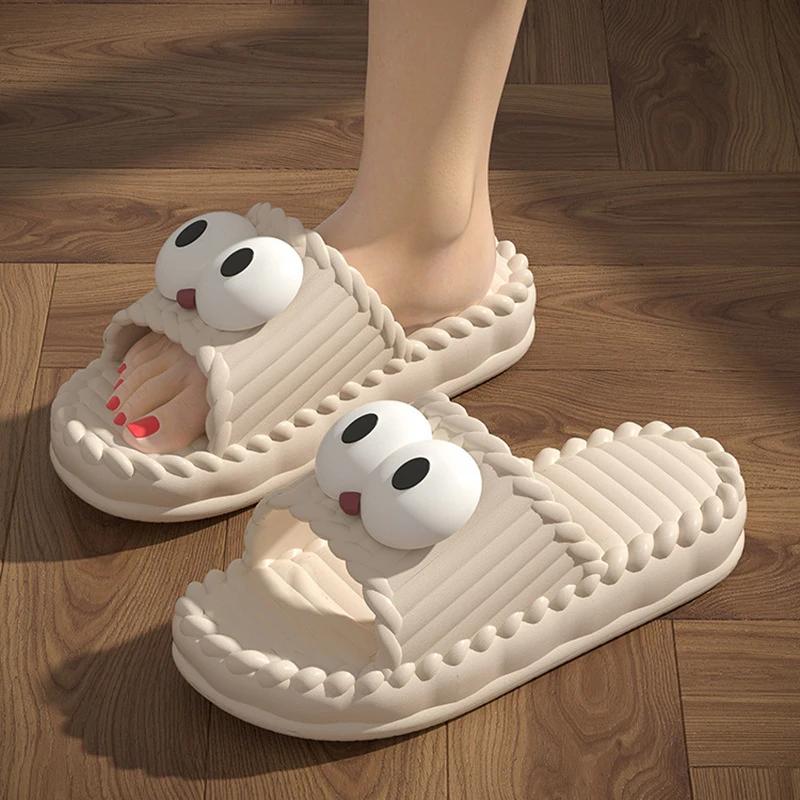 

Fashion Big Eyes Platform Slippers for Women Summer Lightweight Soft Sole Cloud Slides Woman Open Toe No-Slip Casual Beach Flip Flops 36-37