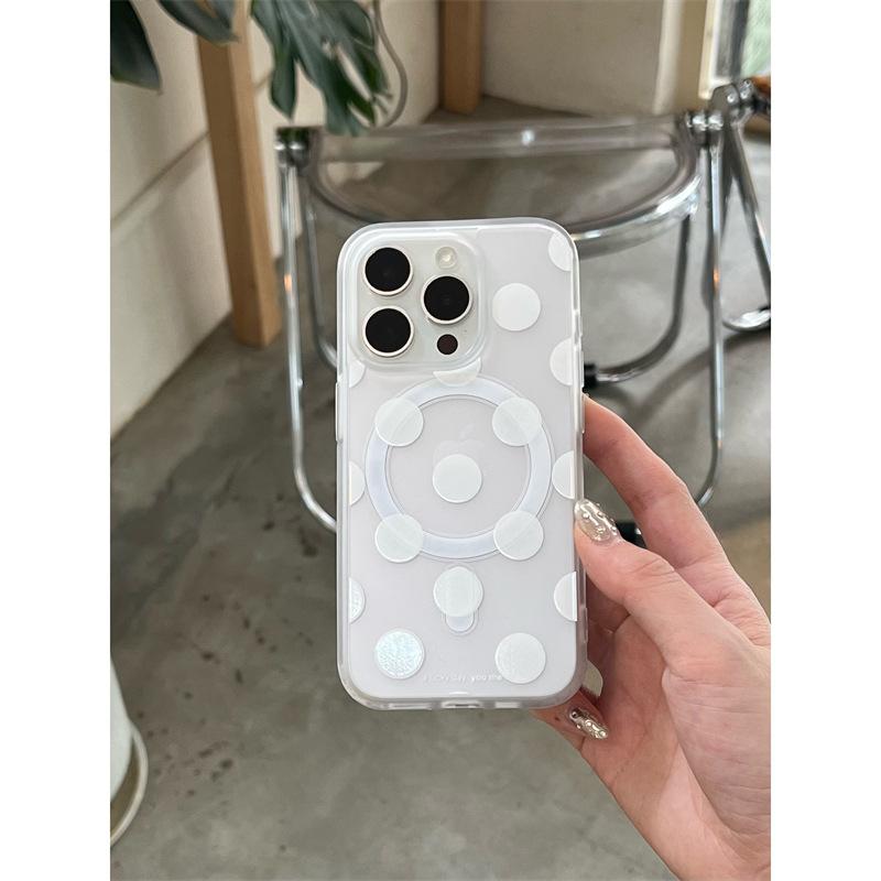 ins transparent white polka dot rotating bracket for iphone11Promax iPhone 11 case 11Pro female