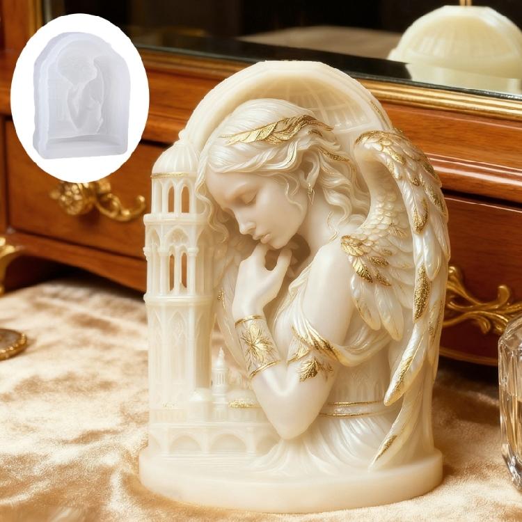 Angel Tower Shape Silicone Candle Molds Easy Demod Temperature Resistant For Making Candle Soap Wedding Decoration