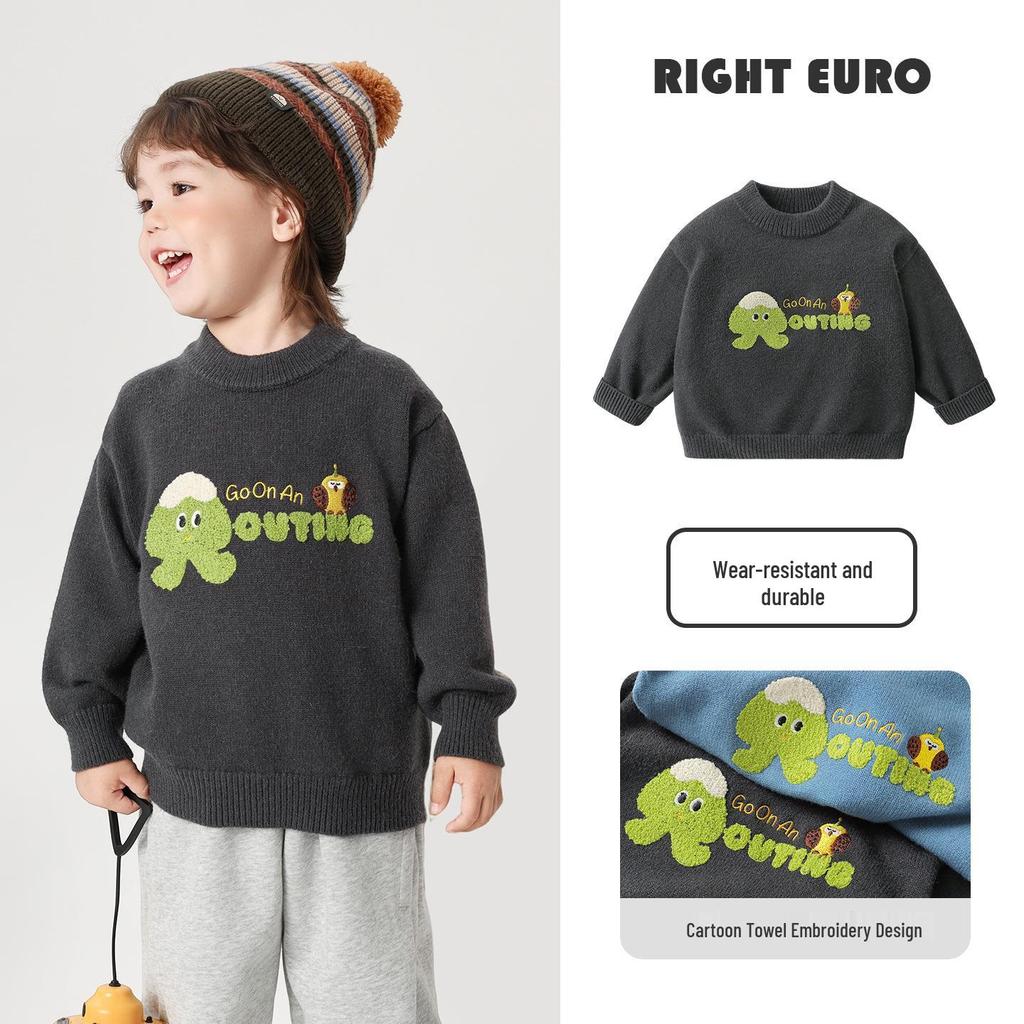 Right European Boys' Crew Neck Pullover Knitwear for Autumn/Winter 2025 - New Toddler and Children's Clothing Tops