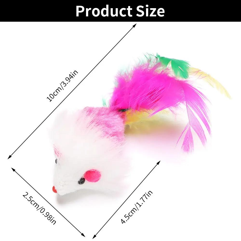 10Pcs Assorted Color Feather Tail Gift Interactive Cat Toy Kittens Mice Rattle Set Cat Mouse Toys