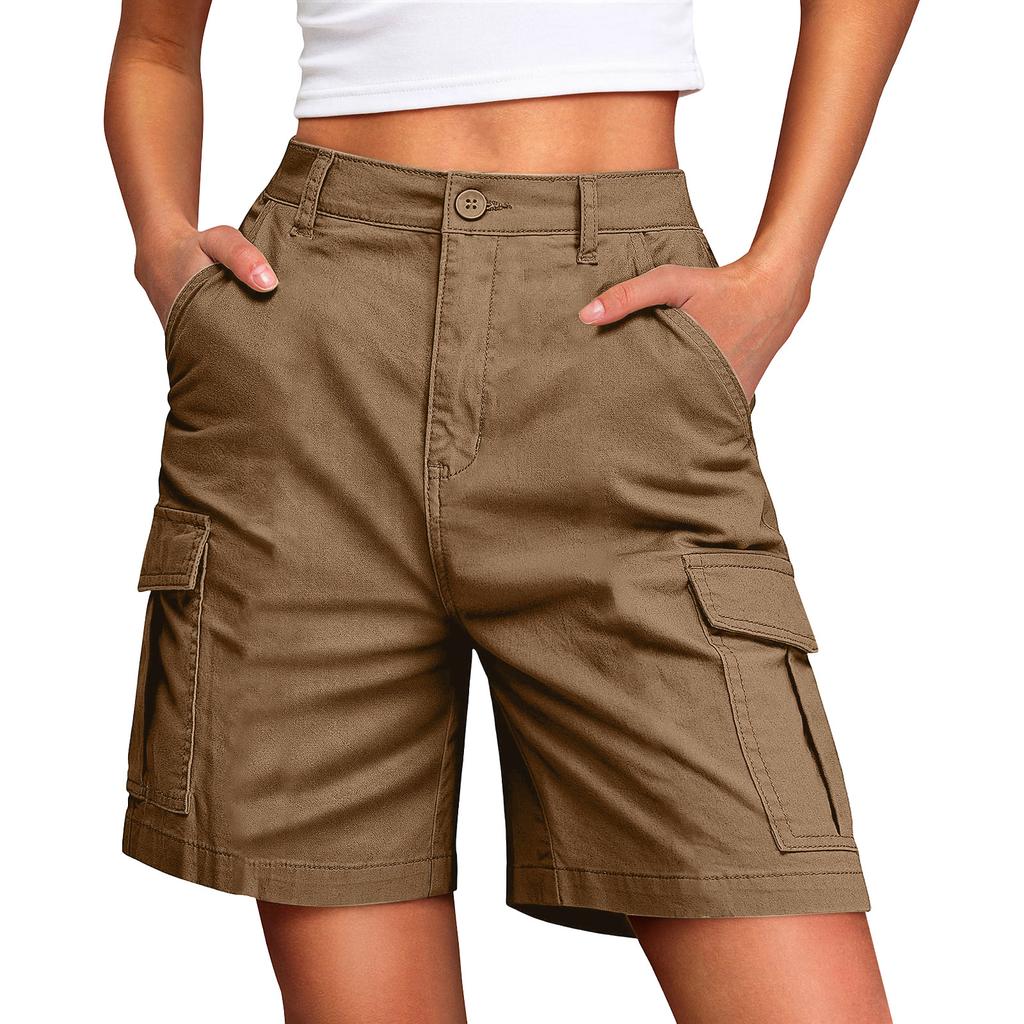 Wander-Shorts für Damen, Leicht, Elastischer Bund, Knielang, Cargo-Shorts, Golf, Freizeit, Sommer, Bermuda-Shorts