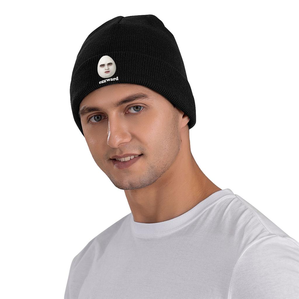 Eggward Funny Meme Knit Hat  Retro Caps Men Women Kpop Beanie Hats Winter Custom Warm Bonnet Hats