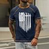 Men'S Raglan T-Shirt Vintage Short Sleeve Round Neck Independence Day Printed Top