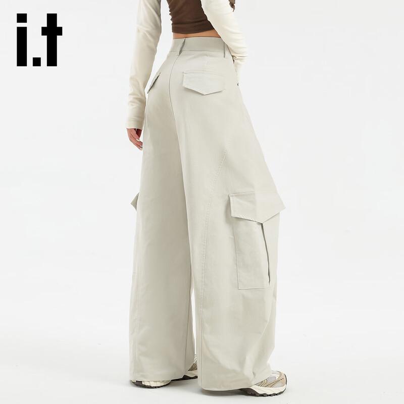 izzueit Women's High-Waist Loose Fit Multi-Pocket Cargo Pants