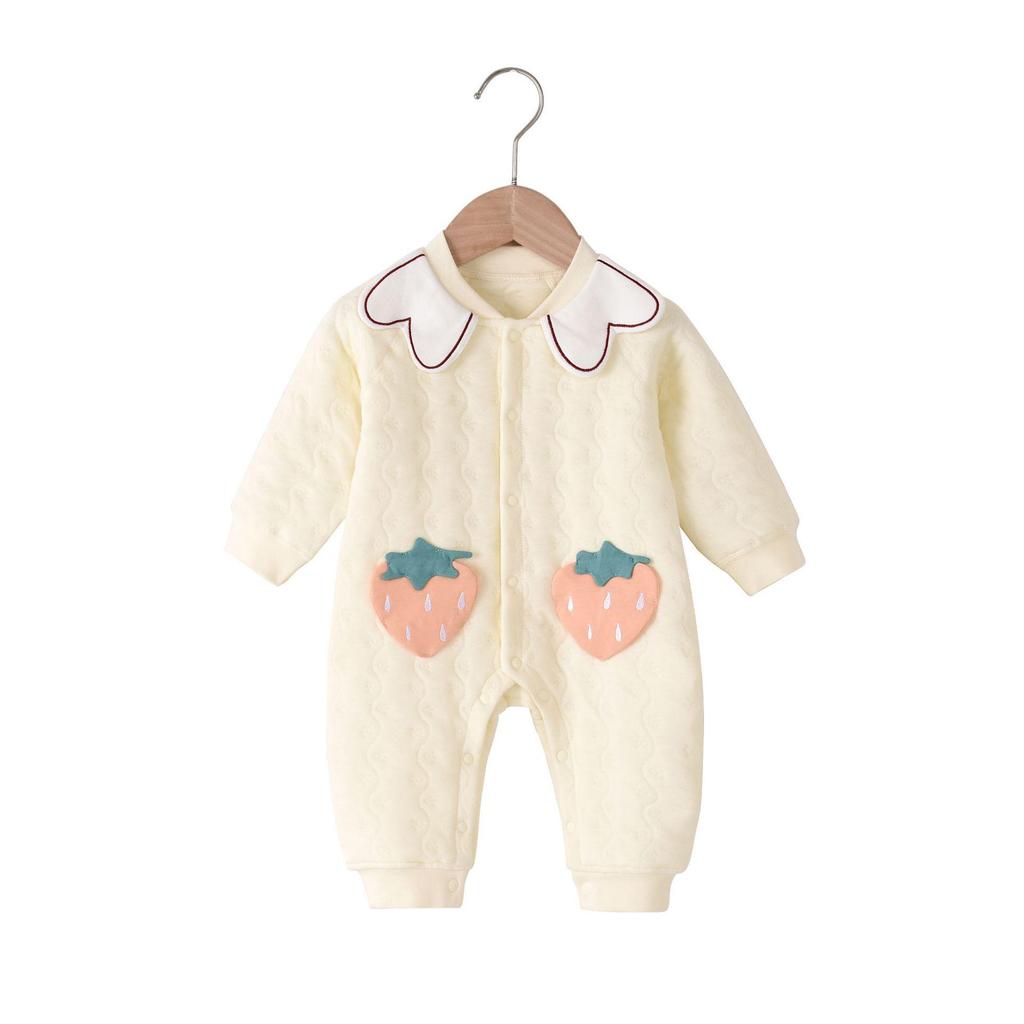 Baby Lapel Romper: Cozy Three-Layer Jumpsuit for Newborns - Perfect for Spring, Autumn, and Winter Outings
