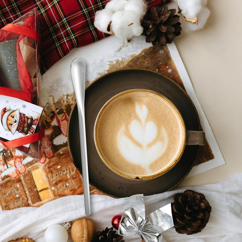 4 PCS Coffee Stirrers Reble, 5 Inch Stainless Steel Coffee Stirrers Metal Stir Sticks, Espresso Spoon for Professional Barista Bar Tea