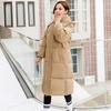 Long Puffer Jacket for Women Thicken Warm Quilted Hooded Coat Zip Up Full Length Down Coat Winter Outerwear