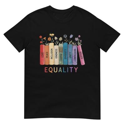 Floral Book Equality Human Rights, Social Justice Peace Love T-Shirt