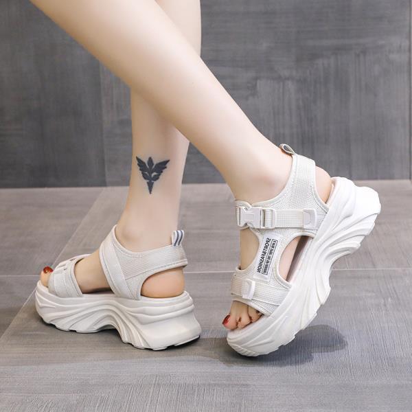 

Fashion 2025 Sandals Increasing Height All-Match Clogs With Heel Ladies Shoes Summer Muffins shoe Open Toe New Thick Girls Beach Flat Fa 35