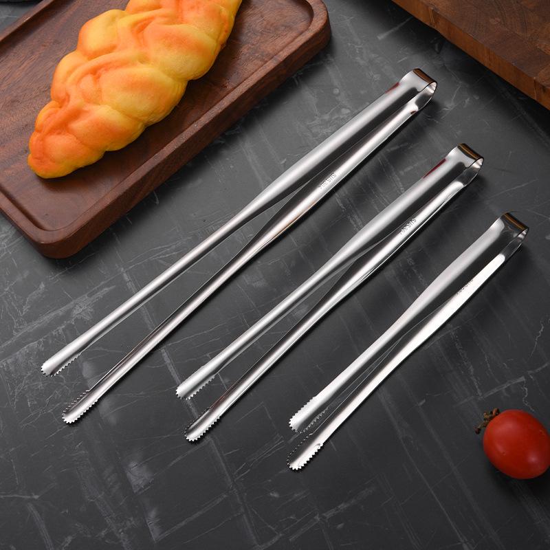 Korean Style 304 Stainless Steel Serrated BBQ & Bread Tongs