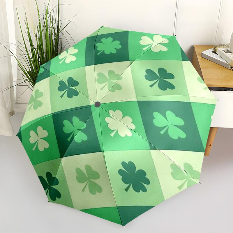 

1pc St. Patrick s Day Clover Pattern Umbrella with Plastic Handle,Vibrant Cartoon Pattern,Multi-functional UmbrellaPT111