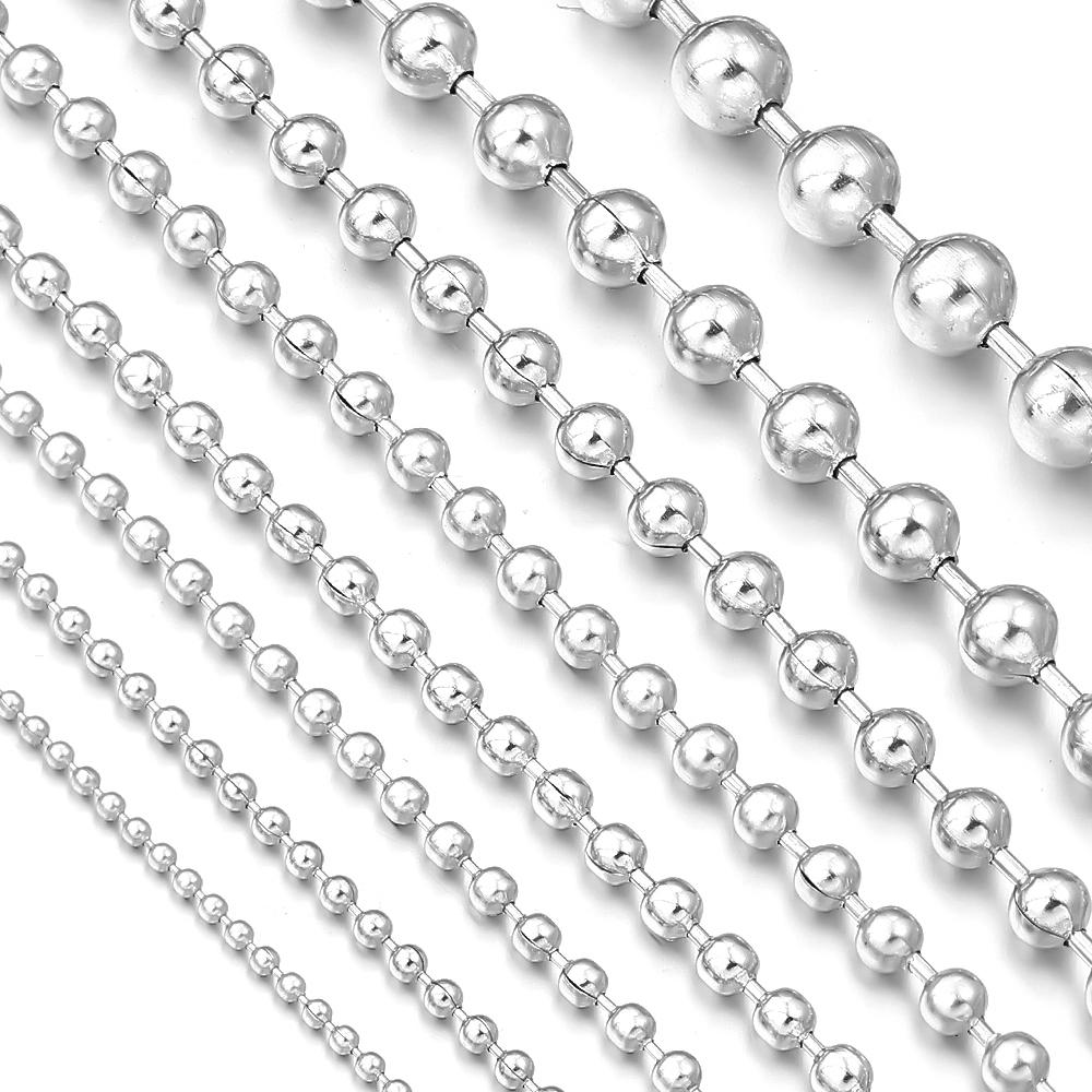 

5Yards/Lot 1.5-6mm Stainless Steel Chains Bead Chains Ball Chains Bulk Chains DIY Necklace Bracelet Jewelry Making Accessories 1.5mm