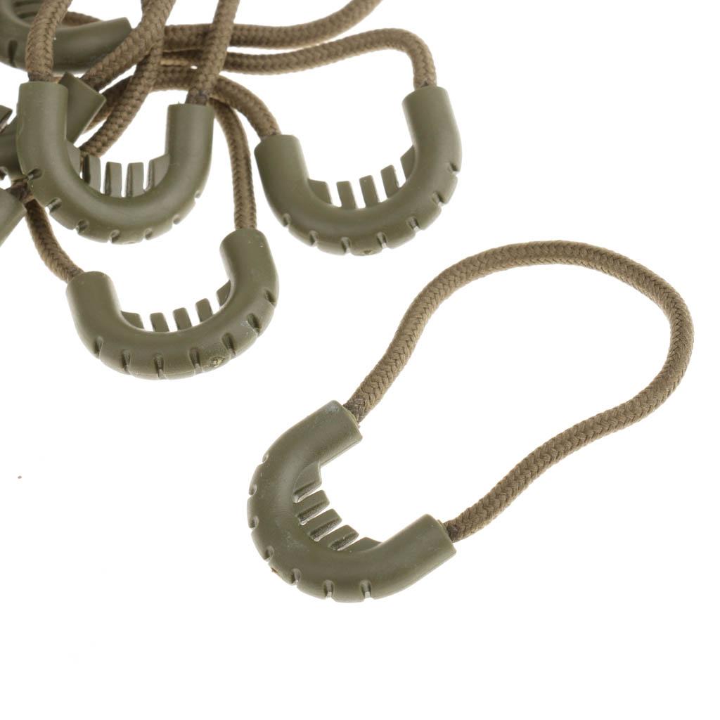 10x Zipper Pulls Cord Rope Ends Lock Zip Slider Replacement Fastener Loops for Clothing/Bags Garment Sportswear Accessories