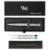 Wordsworth and Black Luxury Ballpoint Pen Set Silver Lacquer with 24K Gold Refillable Fine Gift for Men Ink Awesome Pen for Work - Finish, Nib, &