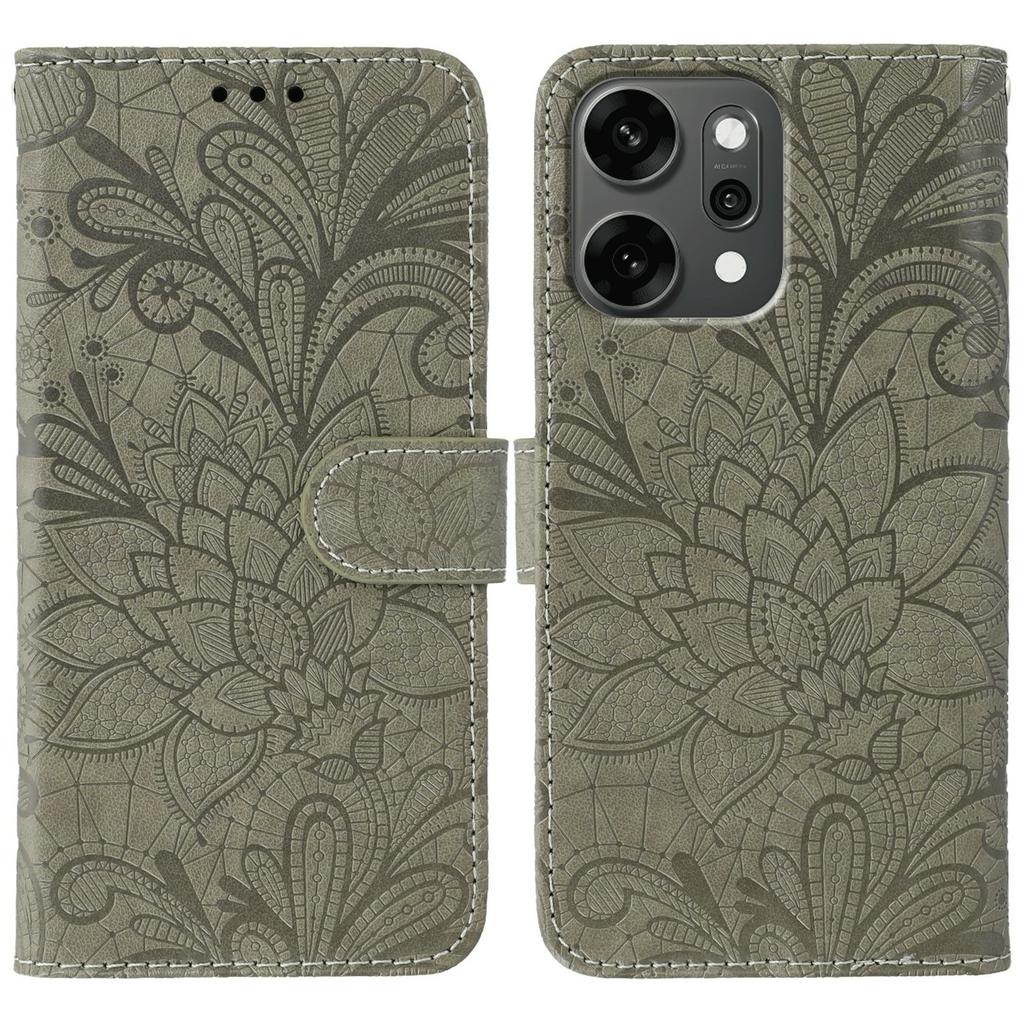 For Oppo Reno14 Pro 5G (Global) Case Lace Flowers PU Leather Flip Wallet Phone Cover