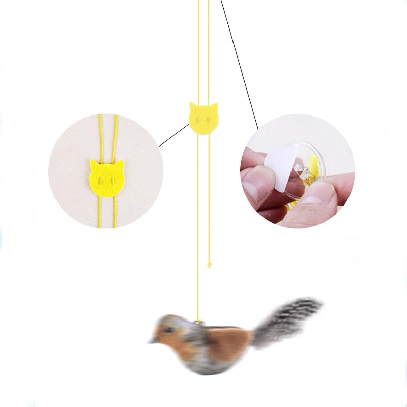 Simulated Vocaling-sounding Bird Biting Cat ToySelf-entertaining and Boring Chirping Bird Hanging Feather Cat Toy Pet Toy
