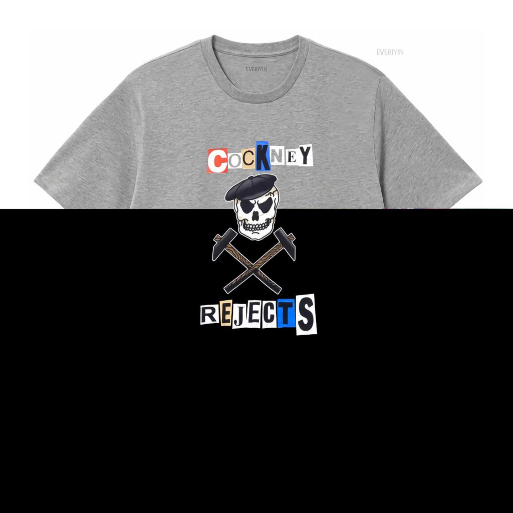Vintage Cockney Rejects Punk Rock Oi Band T Shirt Skull Beret Crossed Hammers Design vintage Washed Unisex Breathable Slightly