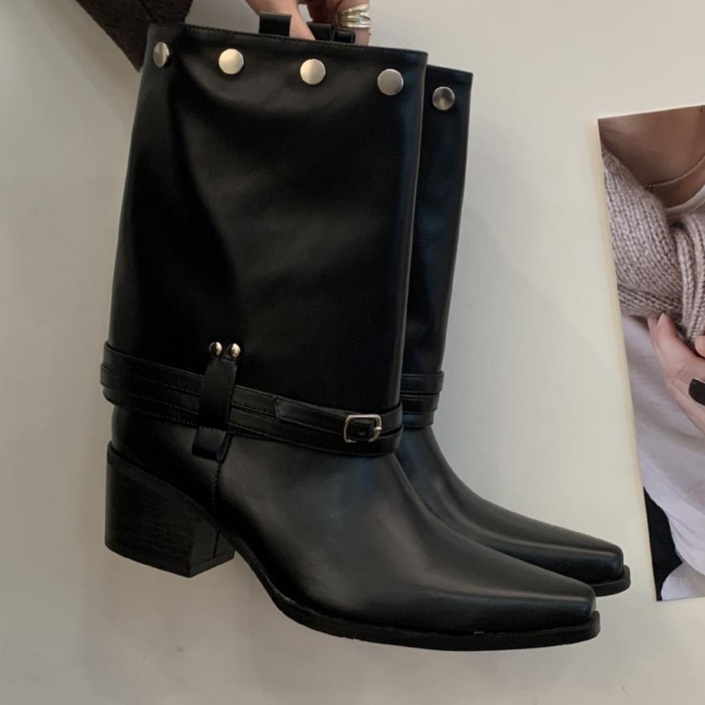 Niche Design Detachable Two-wear Temperament Fashionable and Thin Western Knight Boots Women's Pointed Pleated Stacking Boots
