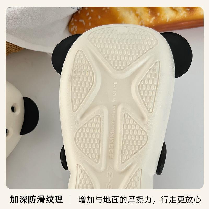 Cartoon hole shoes female summer cute panda outdoor wear parent-child non-slip soft sole two wear bag head cool slippers