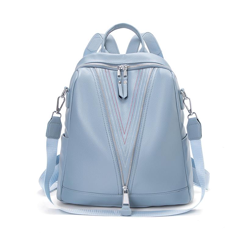 Soft Leather Backpack Women's Commuter Backpack Large Capacity Student Schoolbag