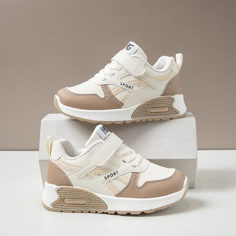 Children's Leather Sneakers 2025 Autumn New Soft-soled Lightweight Non-slip Fashion Versatile Medium and Older Children's Casual Shoes