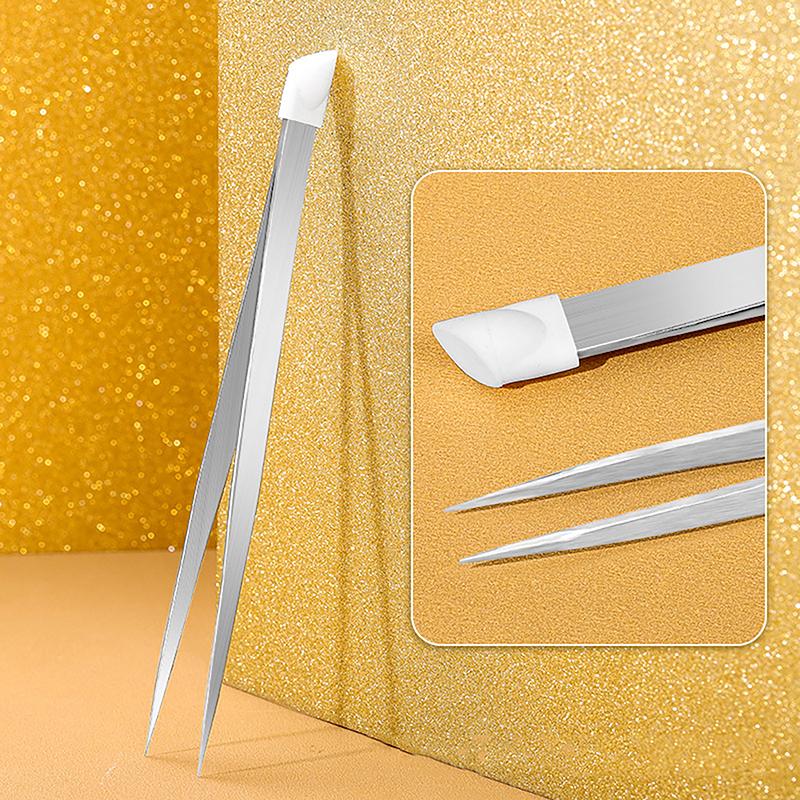 Double Sided Nail Tweezers Silicone Pressing Head Nail Tweezers Sticker Picker Nails Tools Manicure Nail Art Tools Accessories
