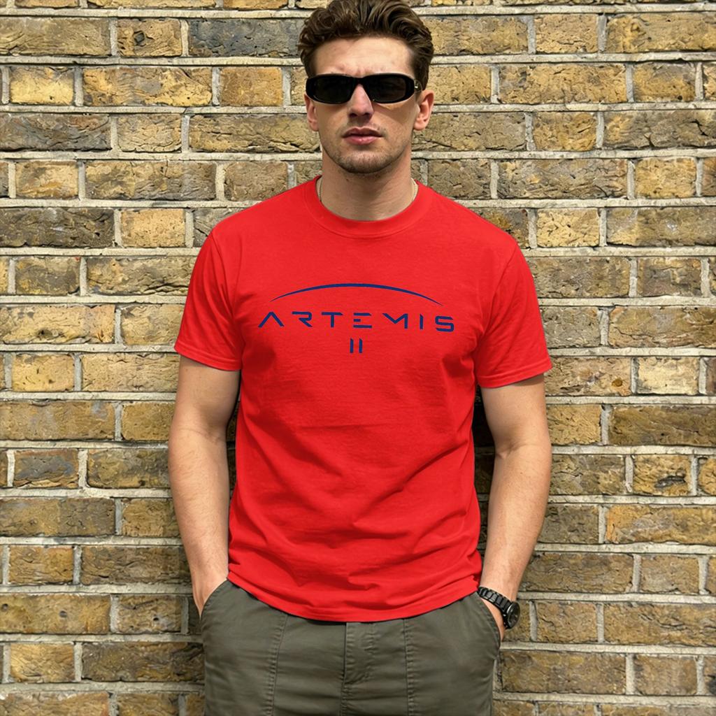 Artemis Ii Moon Mission T Shirts Mens Pure Cotton Casual Tshirts Round Collar Tee Shirt Short Sleeve Clothes Plus Size