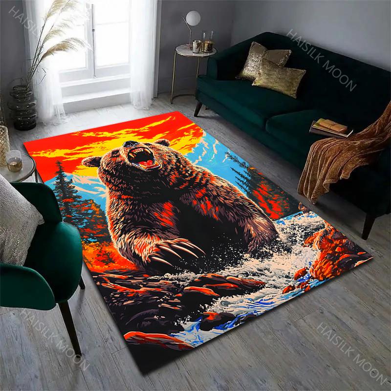 6 Style The Angry Bear Pattern Carpet for Living Room Bedroom Sofa Home Decor Non-slip Floor Mat Large Size Play Area Rug