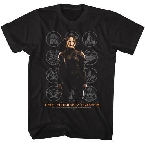 

Hunger Games Katniss With Districts T-shirtBlack Unisex T-Shirt M