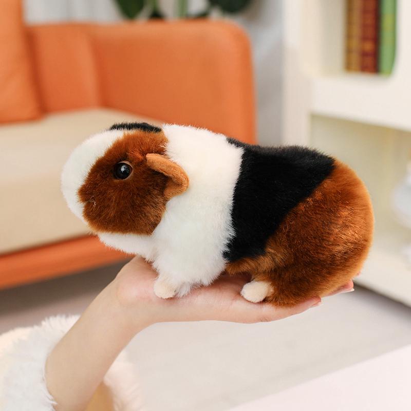 19cm Realistische Pluche Cavia Speelgoed Gevuld Muis 3-Kleuren Bruin Zwart Pluizig Dier Pop Simulatie Huisdecoratie Cadeau voor Man 19cm