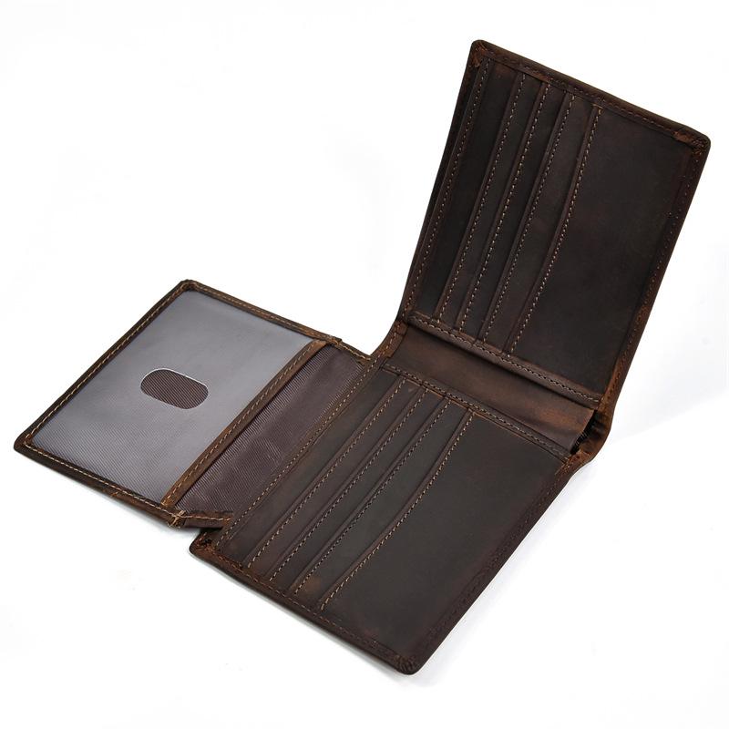 Premium Oil Wax Leather Bi-fold Wallet with Coin Pocket & Multiple Card Slots