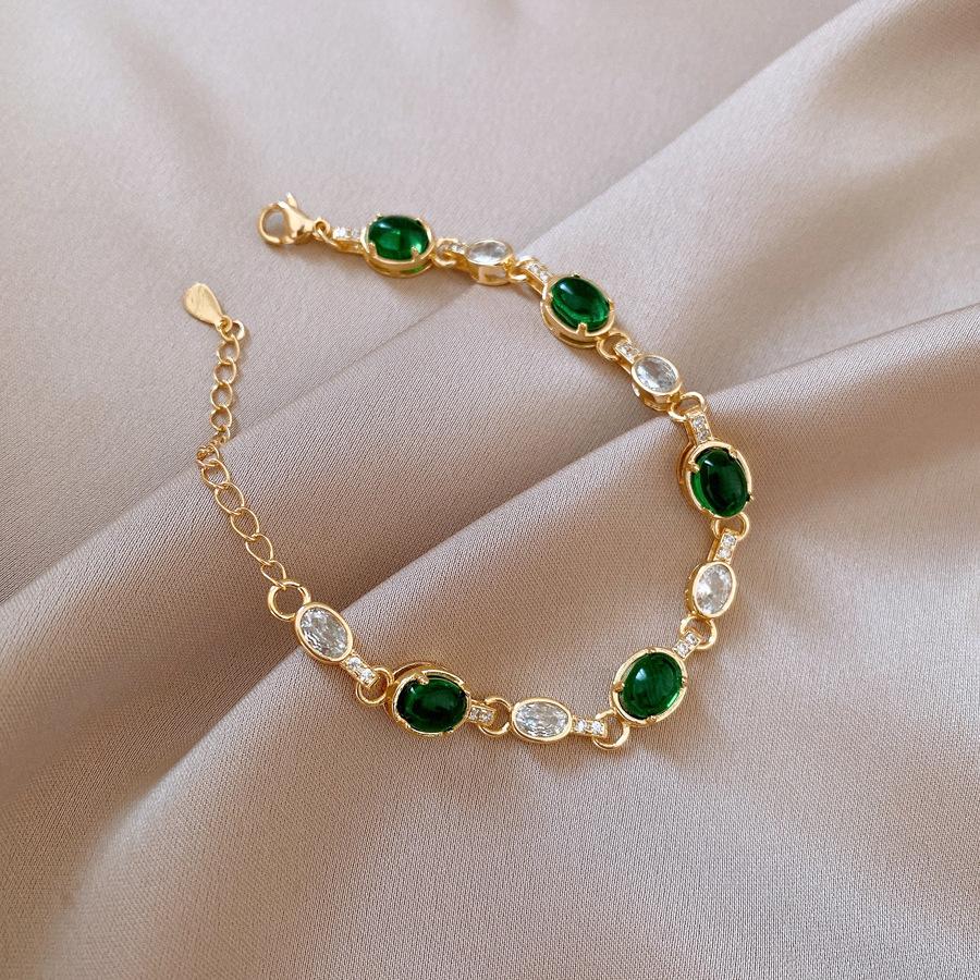 

18k electroplated zir*****val bracelet niche vintage bracelet jewelry