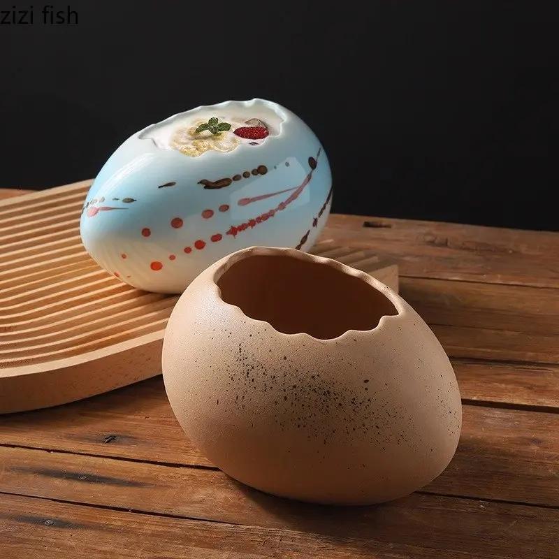 Creative Eggshell Bowl Ceramic Tableware Dessert Bowl Yogurt Oat Bowl Snack Bowls Restaurant Artistic Conception Tableware