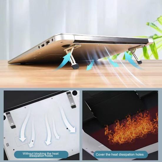 2Pcs Adjustable Laptop Stability Foldable Design Stand High Desk Ergonomic Aluminum Foldable Portable