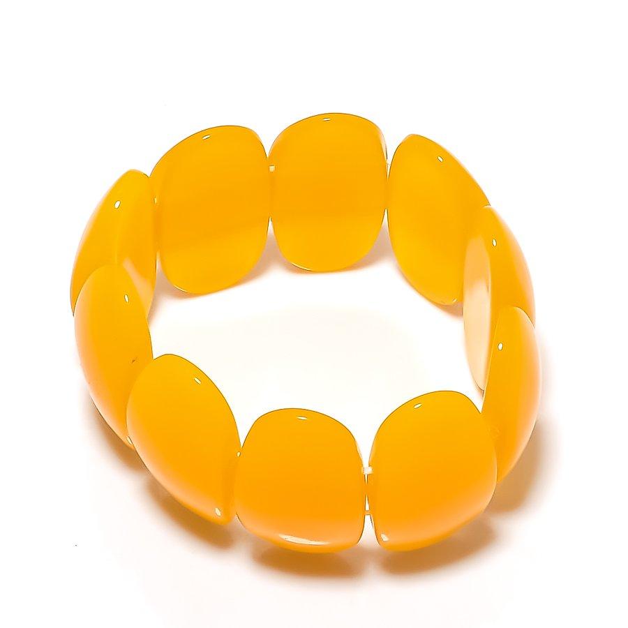 

Натуральный желтый оникс драгоценный камень ручной работы серебро 925 пробы браслет 7-8 w1S66