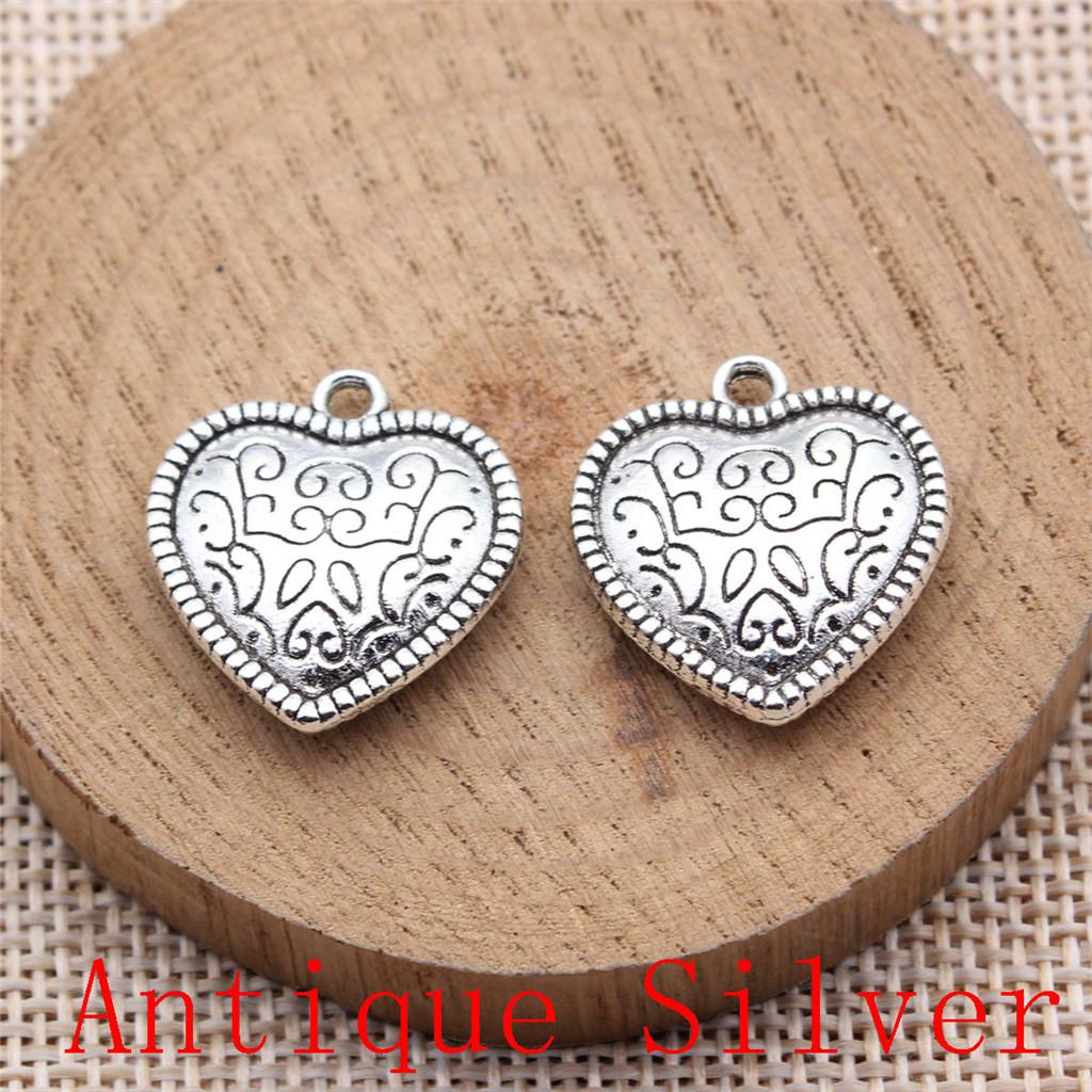 Big Heart Shaped Charms Pendant For Bracelet Necklace Jewelry Making Craft Findings
