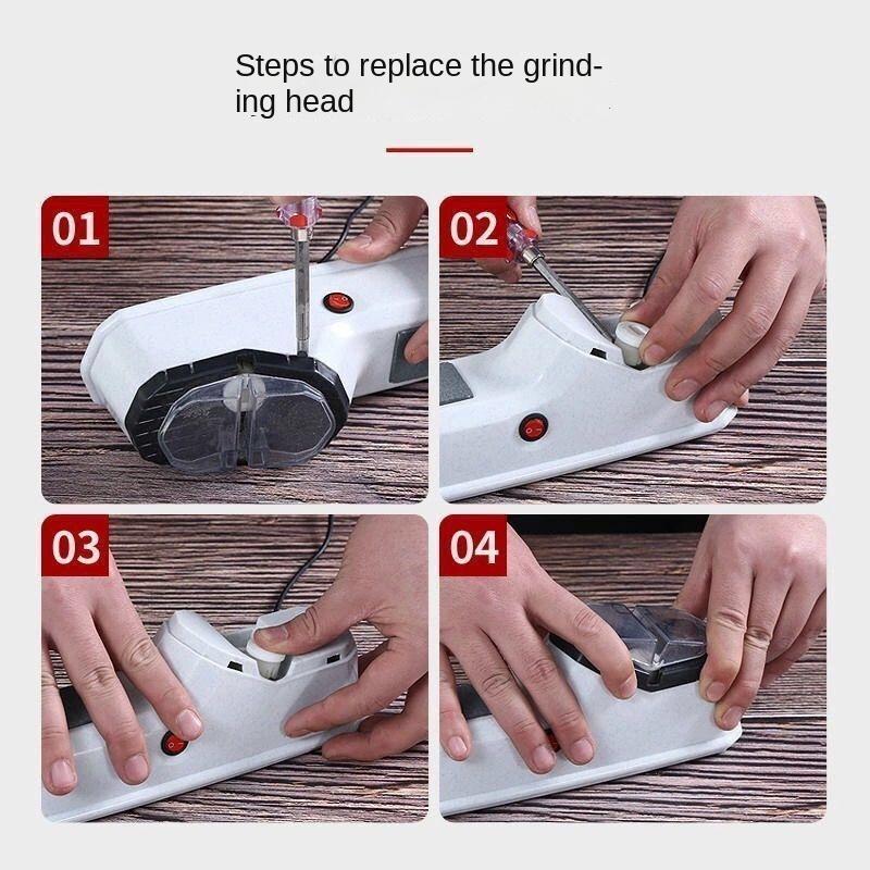 Electric Knife Sharpener, Automatic Blade Grinding, Household Multifunctional Kitchen Knife Sharpener with Fine Grinding Stone