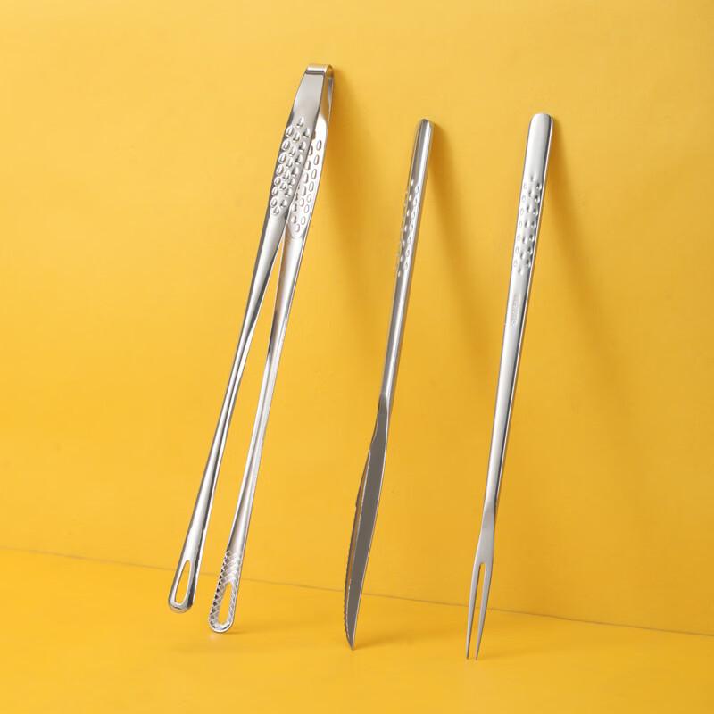 Ru Han Large 304 Stainless Steel BBQ Tongs Set