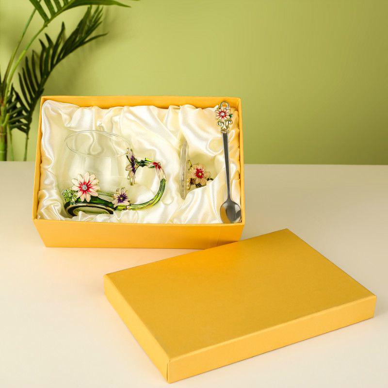 Daisy Enamel Flower Tea Cup - Heat-Resistant Crystal Glass for Home, Office, or Festival Gift