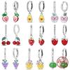 Original 100% S925 Silver Sweet Cherry Strawberry Sweetheart Avocado Women's Earrings Engagement Anniversary Gift