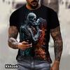 Skull Graphic Horror Print Tops Short Sleevemen's T-Shirt for Men Clothing Fashion Casual Oversized Tee Shirt Street Clothing