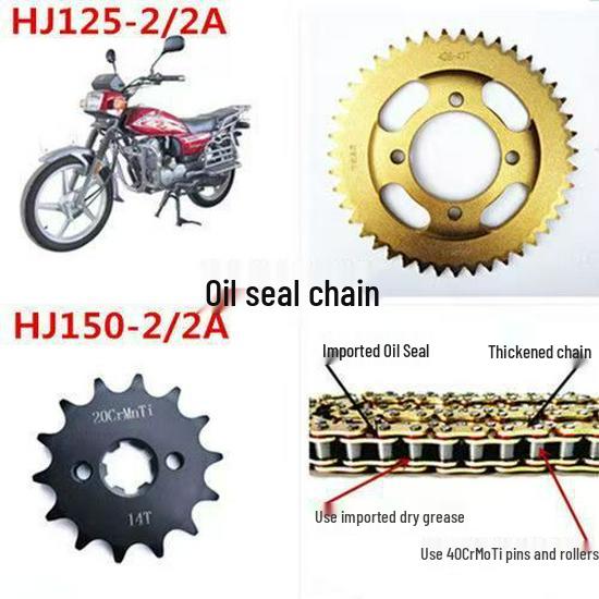 

Haojue HJ125-2/2A/2D/2G/HJ150-2/2A Motorcycle Oil Seal and Sprocket Chain Kit