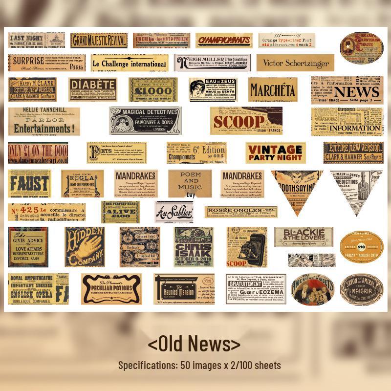 Retro Nostalgische Erinnerungsjournal Aufkleber: Englische Etiketten für DIY-Collage-Dekoration