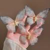 New Pearl Butterfly Hair Clips Dreamy Blue Ponytail Headdress Mesh Lace Butterfly Hairpins Hair Accessories