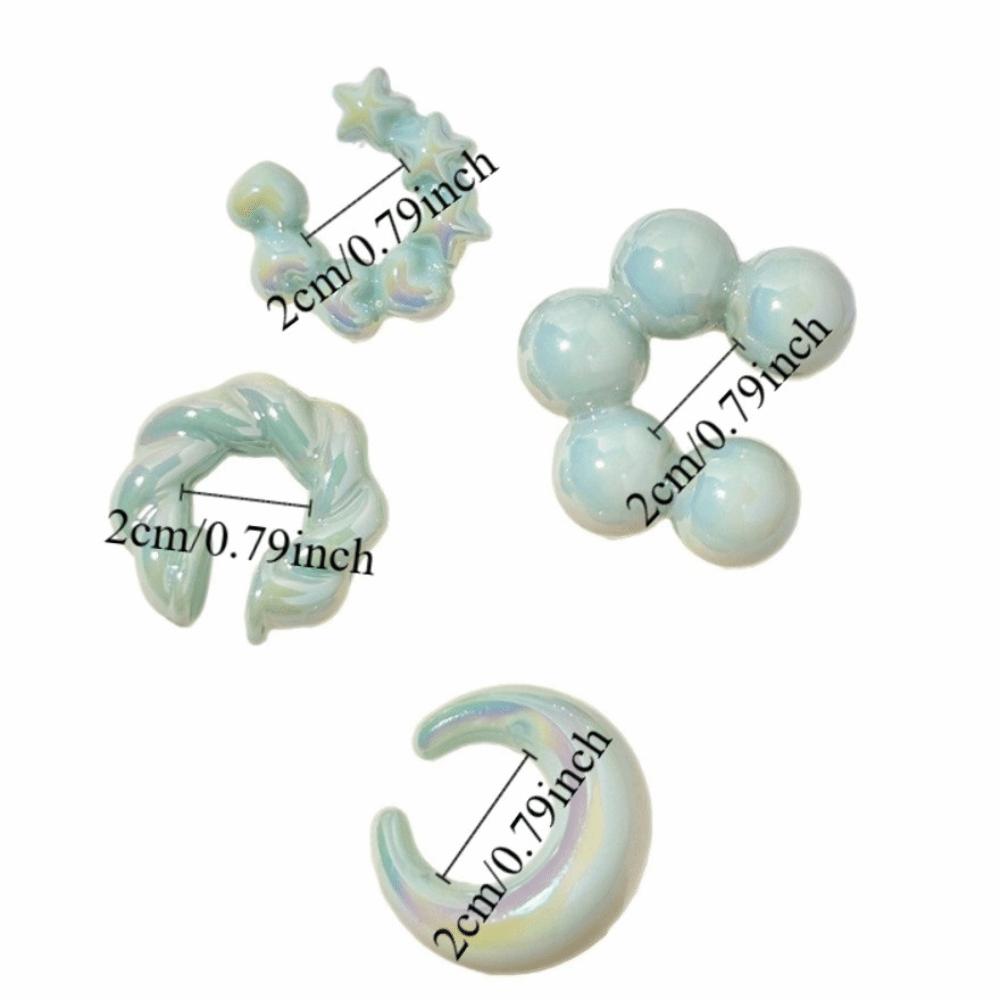 4 Stück/Set Transparente C-Ringe Gewindelose Ohr-Manschetten Stern Herz Clip-On Ohrringe Minimalistisches Buntes Ohrknochen-Clips Set Reise