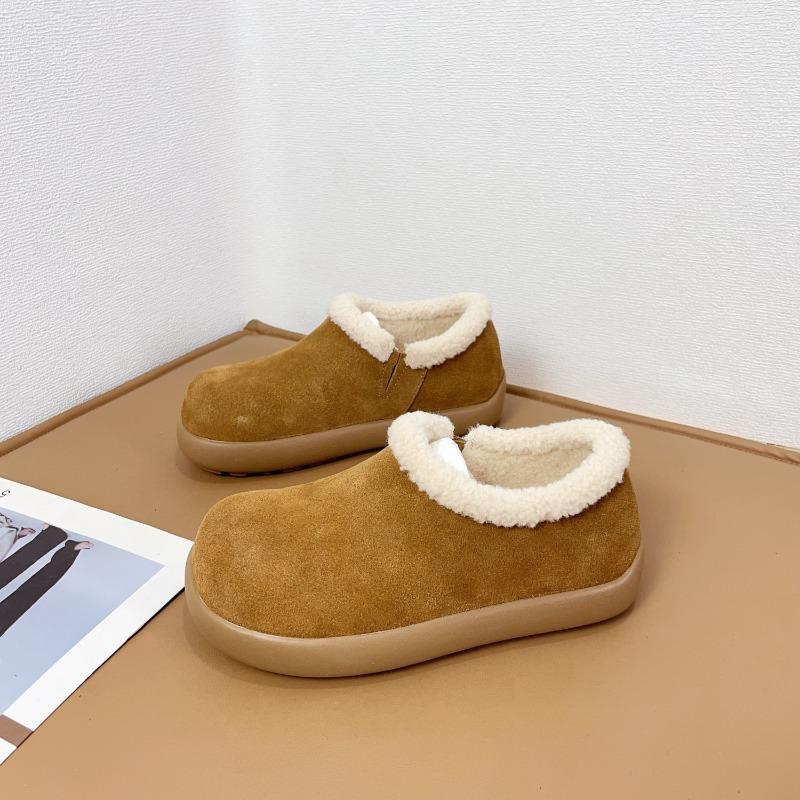 Суперкрасивые ретро женские зимние плюшевые теплые пушистые туфли, новые ленивые на одной педали 35