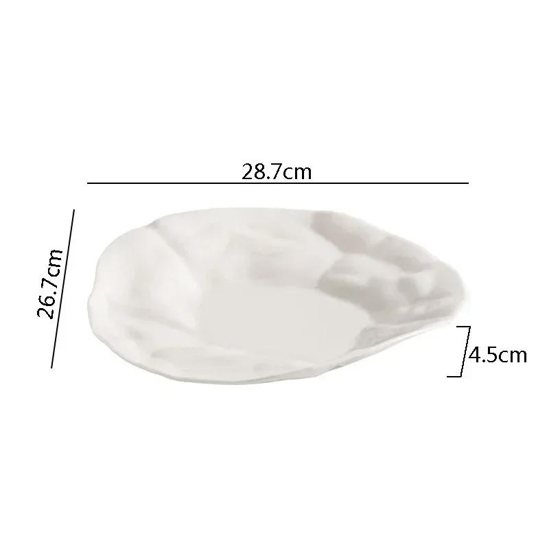 Pure White Ceramic Pleated Plate Restaurant Irregular Soup Plate Salad Plate Pasta Dessert Plates Cooking Specialty Tableware