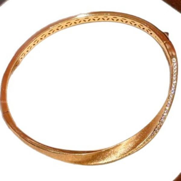 Vintage Medieval Italian Buchi Style Premium Brushed Mobius Bracelet Twisted Rope Diamond Stacked Wear Jewelry